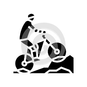 mountain biking glyph icon vector illustration