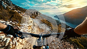 Montagna Ciclismo attraverso fotografie dove fretta da vento il tuo capelli il tuo discesa giù esigente 