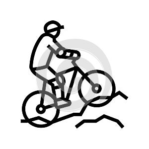 mountain biking line icon vector illustration