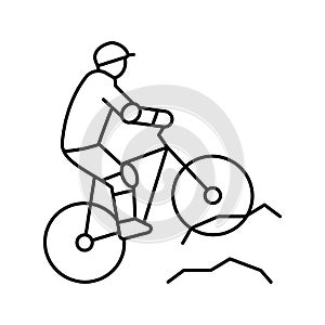 mountain biking line icon vector illustration