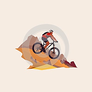 mountain biking vector flat minimalistic isolated illustration illustration