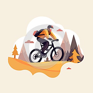 mountain biking vector flat minimalistic isolated illustration illustration