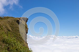 mountain with blue sky at Phu Chee Pha in chiangrai province Thailand