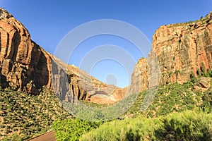 Mountain with blue sky at Zion national park