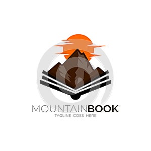 Mountain and book logo combination, simple style