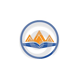 Mountain book vector logo design template.