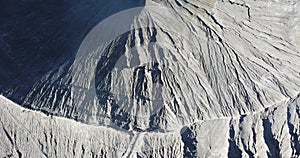 Mountain Bromo active volcano crater in East Jawa, Indonesia. Top view from drone fly. 4K footage