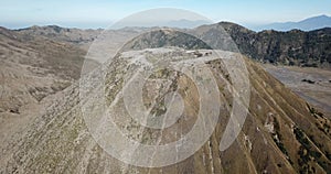 Mountain Bromo active volcano crater in East Jawa, Indonesia. Top view from drone fly. 4K footage