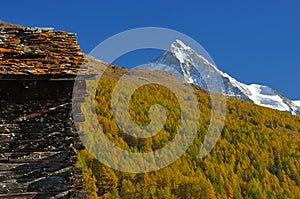Mountain cabin forest and glacier