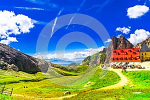 Mountain cabin tierser by Alpe di Siusi in the mountain area of South tyrol