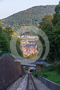 Mountain cable car leading to KÃ¶nigstuhl hill in Heidelberg, Germany