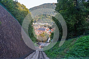 Mountain cable car leading to KÃ¶nigstuhl hill in Heidelberg, Germany