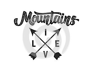 Mountain camp emblem template. Design element for logo, label, emblem, sign.