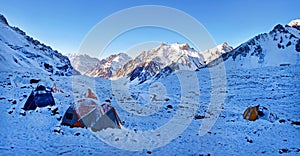 Mountain camp in the Himalayas photo