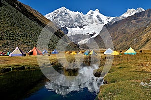 Mountain camp in Huayhuash mountain range