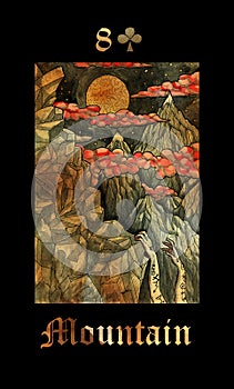 Mountain. Card of Lenormand oracle deck Gothic Mysteries