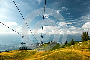 Mountain chairlift in Nevegal, Italy