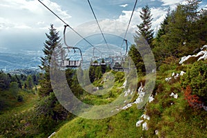 Mountain chairlift in Nevegal, Italy