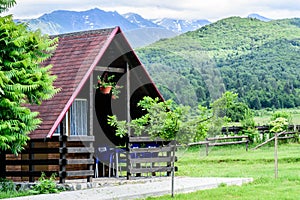 Mountain chalet. summer landscape. Carpathian mountains