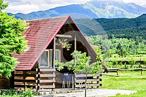 Mountain chalet. summer landscape. Carpathian mountains