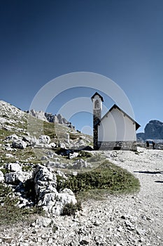 Mountain chapel in the Italian Alps