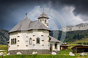 Mountain church at Passo San Pellegrino photo