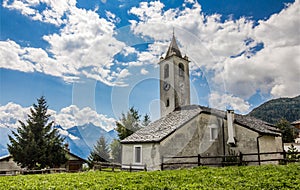 Mountain church in Val d'Aosta, italian alps