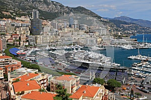 Mountain city and yacht port. Monte Carlo, Monaco