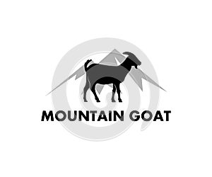 mountain cliff goat farm field vector icon logo design simple flat style