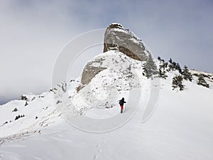 Mountain climber in Ciucas mountains , Romania