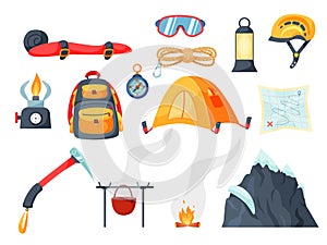 Mountain climber equipment for hiking or rest set