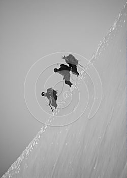 Mountain climbers descending from Mont Blanc