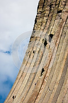 Climbers on Devils Tower in Wyoming