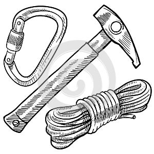 Mountain climbing equipment drawing