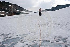 Mountain climbing on glacier