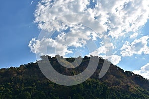 Mountain with cloudes and blue sky