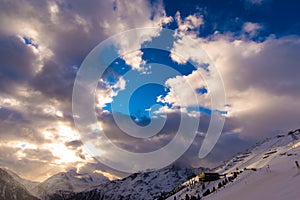 Mountain clouds and sky