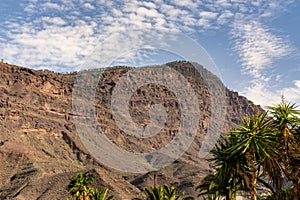A mountain with a cloudy sky in the background