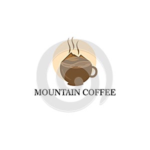 Mountain coffe logo vector illustration concept, icon, element, and template for company