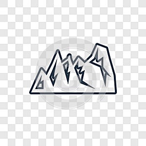 Mountain concept vector linear icon isolated on transparent back