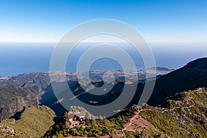 Ruivo - Mountain cottage Casa de Abrigo along scenic hiking trail to peak mount Pico Ruivo, Madeira island, Portugal, Europe photo