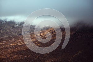 Mountain covered with clouds