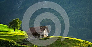 Mountain Cozy Old House. Rustic Charm. Alpine Getaway. Mountain Home. A cozy wooden house in Alps, retreat. Alpine