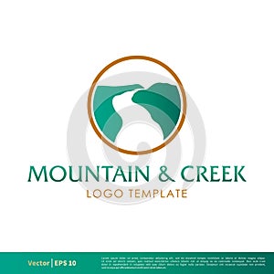 Mountain and Creek Vector Icon Logo Template Illustration Design. Vector EPS 10.