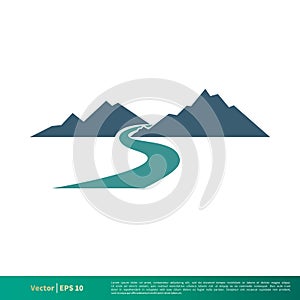 Mountain and Creek Vector Icon Logo Template Illustration Design. Vector EPS 10.