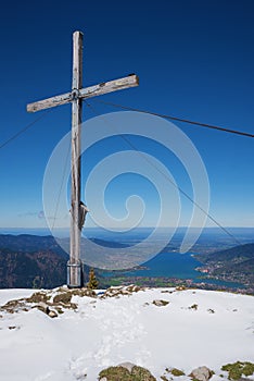 Mountain cross on setzberg, tegernsee area, upper bavaria