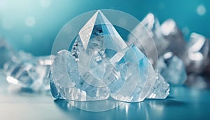 Mountain crystal on light blue background