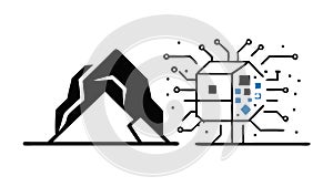 Mountain Data Network, Digital Landscape Connectivity, vector design Generative AI