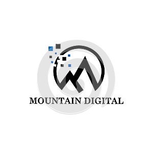 Mountain digital logo vector, icon, element, and template for company