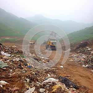 mountain of discarded clothes, textile waste, consumption problems and \